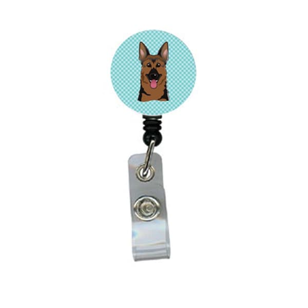 Teachers Aid Checkerboard Blue German Shepherd Retractable Badge Reel TE55519 - main